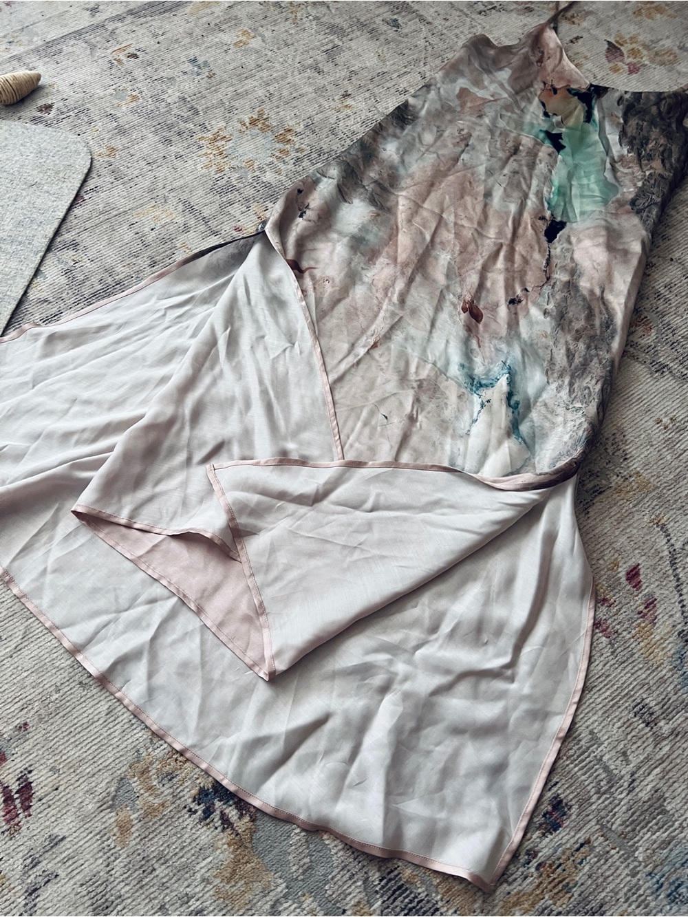 All Saints Blush Pink Marble-Print Slip Dress - Picture 5 of 7